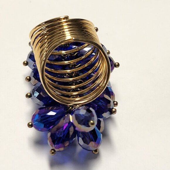 Indigo Blue Crystal Flamboyant Crystal Cluster Ring - Picture 6 of 9